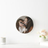 Minimal Modern Mom Established Photo White ラウンド壁時計 (ホーム)