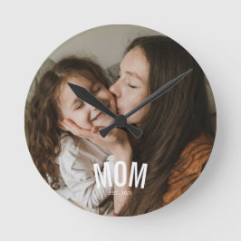 Minimal Modern Mom Established Photo White ラウンド壁時計