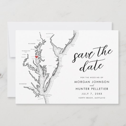 Minimal Modern North Beach MD Wedding セーブザデート (正面)