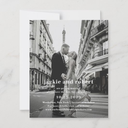 Minimal Modern Photo Budget Wedding Save the Date (正面)