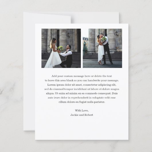 Minimal Modern Photo Budget Wedding Thank You Card (裏面)
