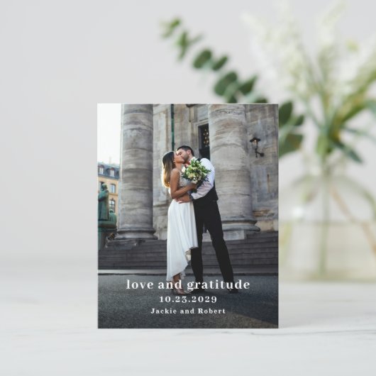 Minimal Modern Photo Budget Wedding Thank You Card (スタンド正面)