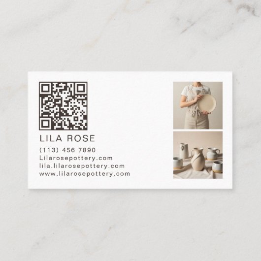 Minimal Modern Photo Collage Pottery Professional 名刺 (裏面)