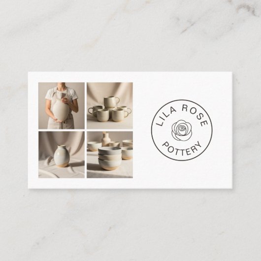 Minimal Modern Photo Collage Pottery Professional 名刺 (正面)