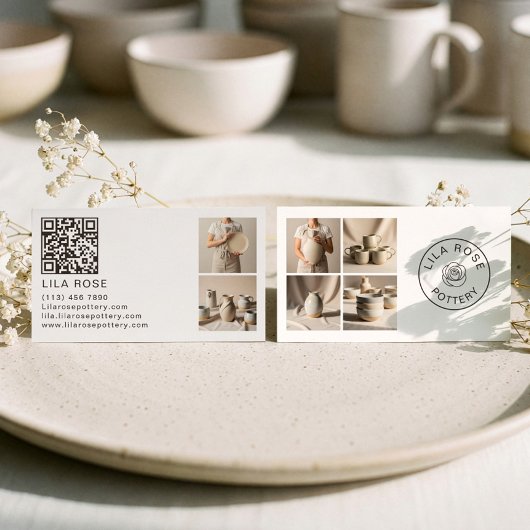 Minimal Modern Photo Collage Pottery Professional 名刺