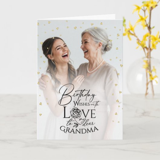 Minimal Modern Photo Modern Birthday Grandma カード (黄色い花)