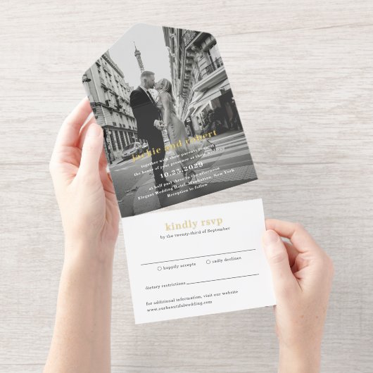 Minimal Modern Photo Wedding オールインワン招待状 (切り取り部)