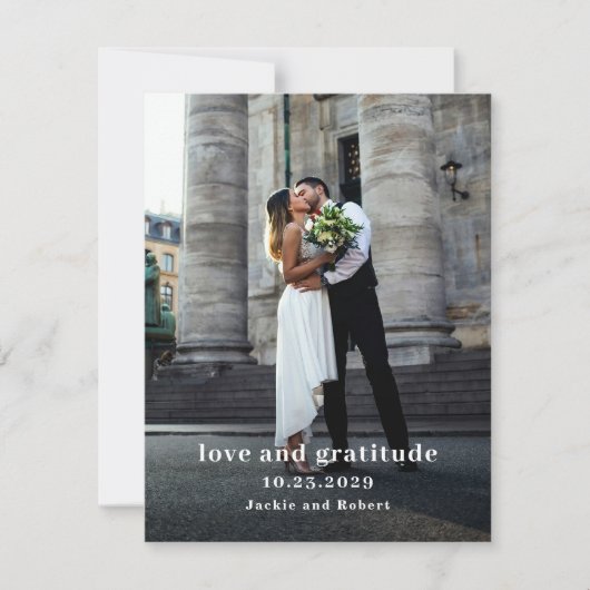 Minimal Modern Photo Wedding サンキューカード (正面)