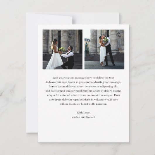 Minimal Modern Photo Wedding サンキューカード (裏面)