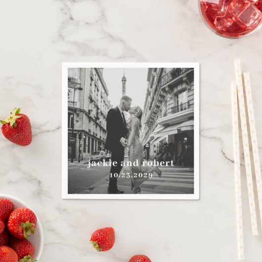 Minimal Modern Photo Wedding スタンダードカクテルナプキン (インサイチュ)