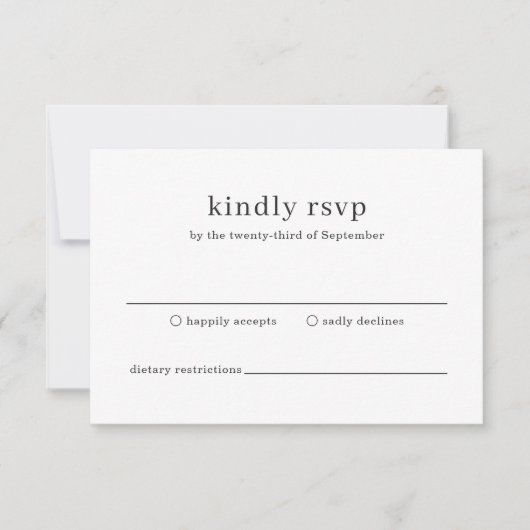 Minimal Modern Photo Wedding 出欠カード (正面)