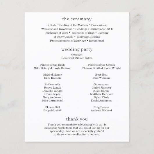 Minimal Modern Photo Wedding Program (裏面)