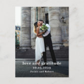 Minimal Modern Photo Wedding Thank You Card ポストカード (正面)