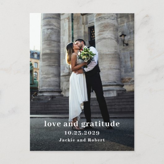 Minimal Modern Photo Wedding Thank You Card ポストカード (正面)