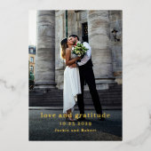 Minimal Modern Photo Wedding Thank You Card 箔招待状 (正面)