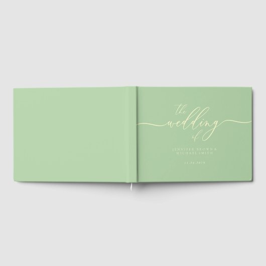 Minimal Modern Pistachio & Cream Wedding Guest ゲストブック (全面)