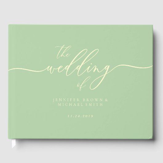 Minimal Modern Pistachio & Cream Wedding Guest ゲストブック (正面)