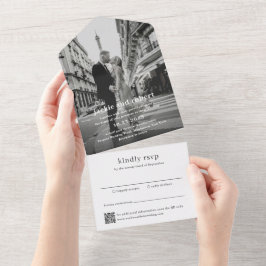 Minimal Modern QR Code Photo Wedding オールインワン招待状