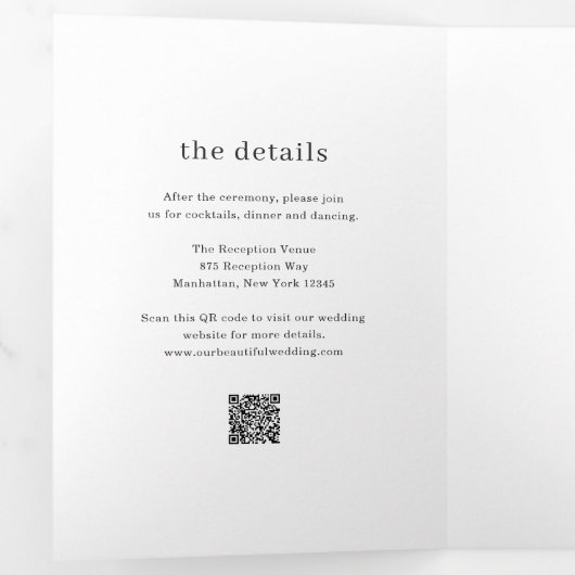 Minimal Modern QR Code Photo Wedding 三つ折り招待状 (内部最初)