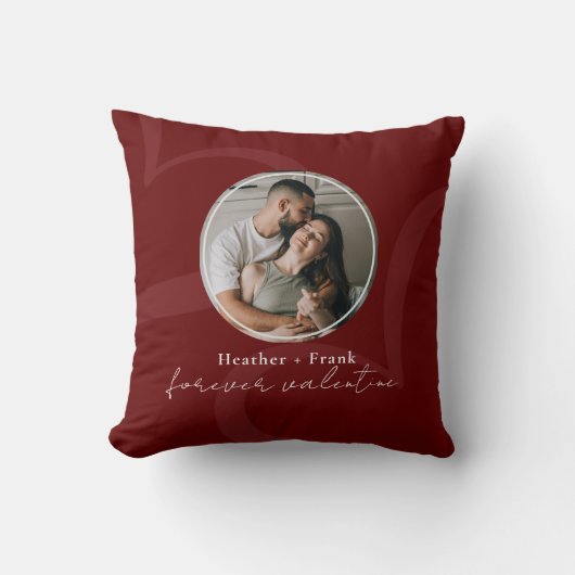 Minimal Modern Romantic Forever Valentines Photo クッション (正面)