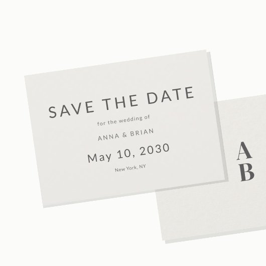 Minimal Modern Save the Date with Monogram セーブザデート