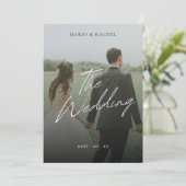 Minimal Modern Script Elegant Wedding Photo 招待状 (スタンド正面)