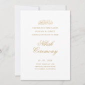Minimal Modern Simple Gold Script Nikah Ceremony 招待状 (正面)