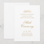 Minimal Modern Simple Gold Script Nikah Ceremony 招待状 (正面/裏面)