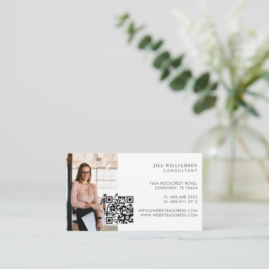 Minimal Modern Simple Professional Photo QR Code 名刺 (スタンド正面)