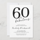 Minimal Modern Sixty and Fabulous 60th Birthday 招待状 (正面)