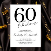 Minimal Modern Sixty and Fabulous 60th Birthday 招待状