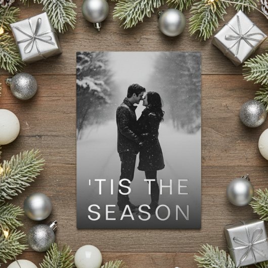 Minimal Modern Snow Full Photo 箔シーズンカード