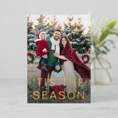 Minimal Modern Snow Photo Holiday Foil 箔シーズンカード (立ち正面)