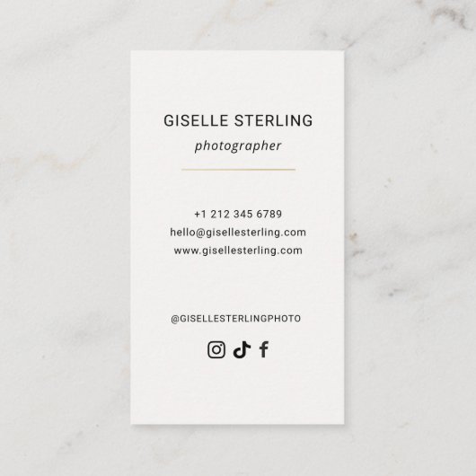 Minimal Modern Typography Photography 名刺 (裏面)