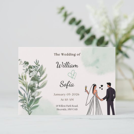 Minimal Modern Wedding Invitation 出欠カード (スタンド正面)