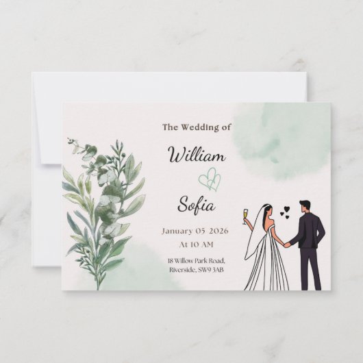 Minimal Modern Wedding Invitation 出欠カード (裏面)