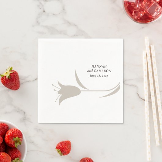Minimal Modern Wedding  Neutral Greige Floral スタンダードカクテルナプキン (インサイチュ)