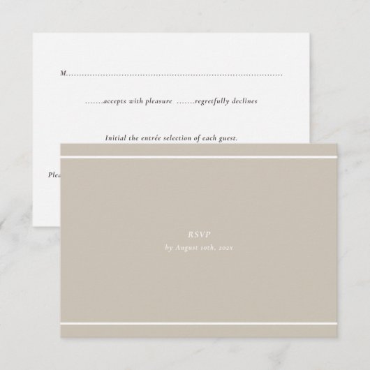 Minimal Modern Wedding | Neutral Greige Floral 出欠カード (正面/裏面)