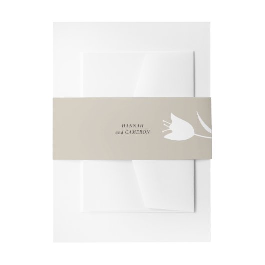 Minimal Modern Wedding | Neutral Greige Floral 招待状ベリーバンド (正面例)