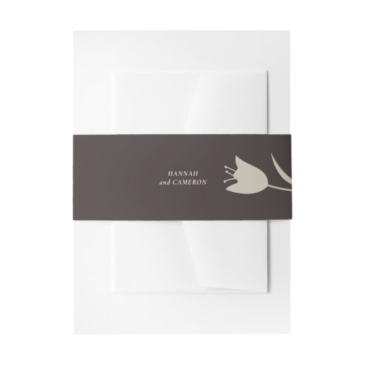 Minimal Modern Wedding | Neutral Greige Floral 招待状ベリーバンド (正面例)