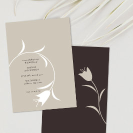 Minimal Modern Wedding | Neutral Greige Floral 招待状