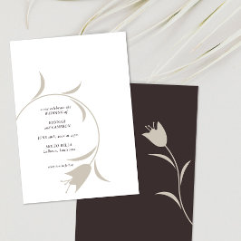 Minimal Modern Wedding | Neutral Greige Floral 招待状