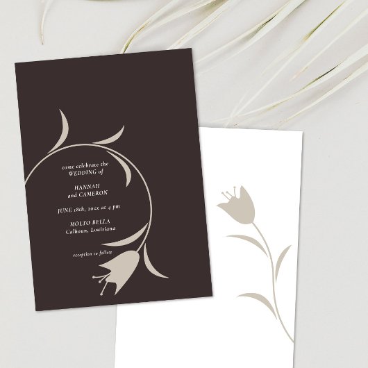 Minimal Modern Wedding | Neutral Greige Floral 招待状