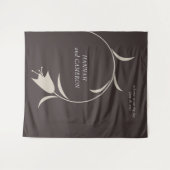 Minimal Modern Wedding  Neutral Greige Floral Sign タペストリー (正面(横))