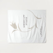 Minimal Modern Wedding  Neutral Greige Floral Sign タペストリー (正面(横))
