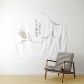 Minimal Modern Wedding  Neutral Greige Floral Sign タペストリー (インサイチュ(横))