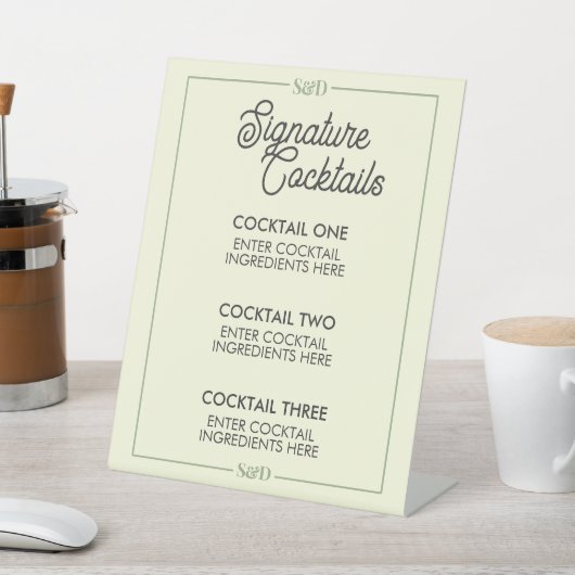 Minimal Modern Wedding Signature Cocktail Sign 台座サイン (インサイチュ)