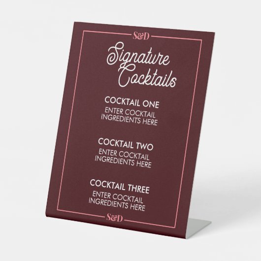 Minimal Modern Wedding Signature Cocktail Sign 台座サイン (正面)