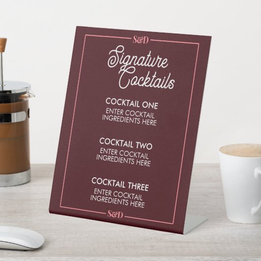 Minimal Modern Wedding Signature Cocktail Sign 台座サイン (インサイチュ)