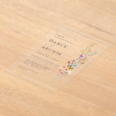 Minimal Modern Wildflowers Wedding アクリル招待状 (レイダウン)